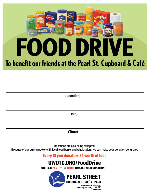 Pearl Street Food Drive Flyer