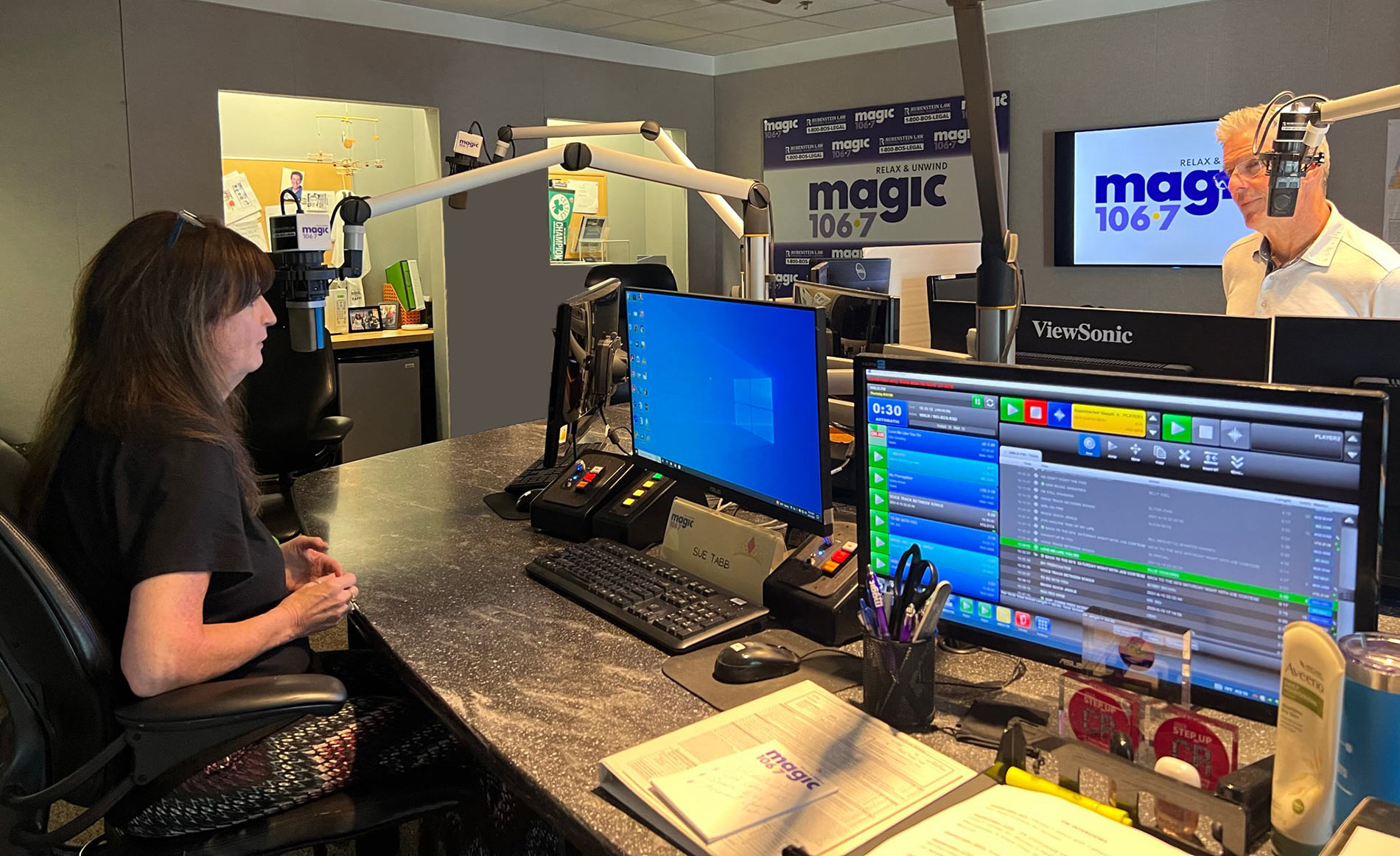 Eileen Davis In Magic 106.7 Studio with David O'Leary