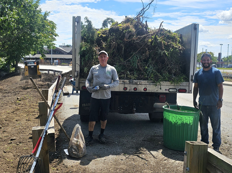 Landscapers Cleaning out stumps and brush