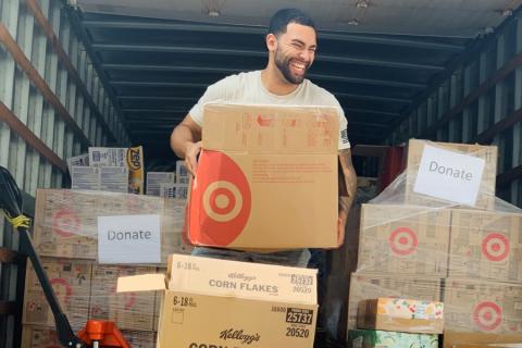 United Way Staff unloads food donations