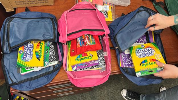 Backpacks filled with school supplies
