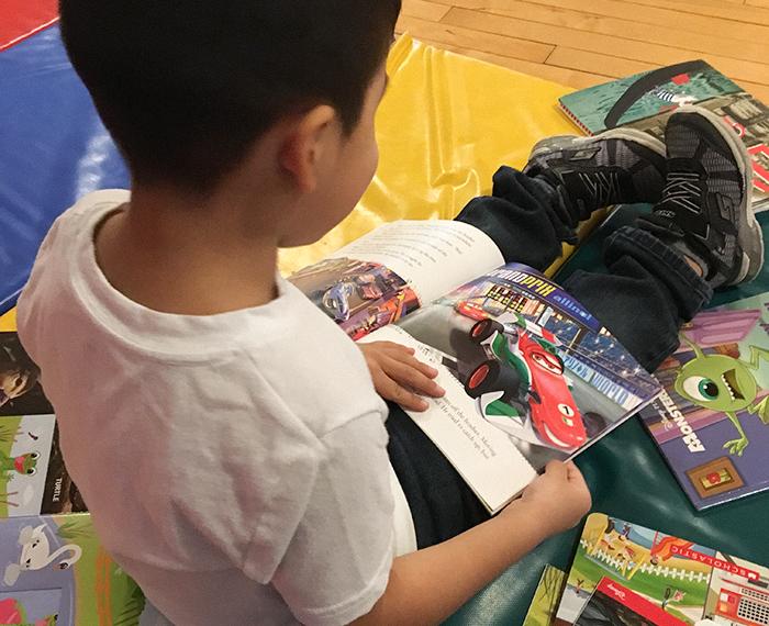 Young boy reading